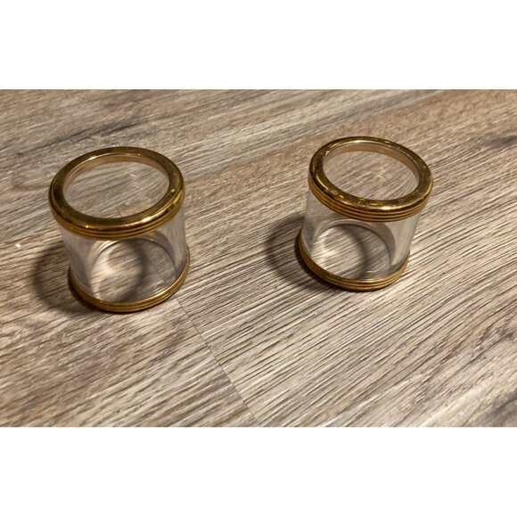 Vintage Crystal & Brass Napkin Rings Set Of 2 #TN-22 - Picture 1 of 5